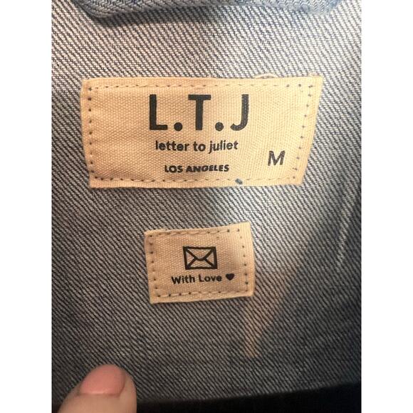 L.T.J Letter to Juliet Ombre Dip Tie Dye Denim Jean Jacket Blue Women's M NWT - Picture 4 of 10